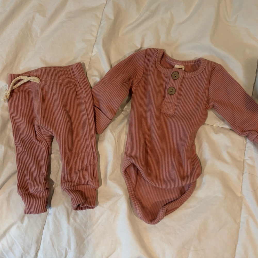 Little One Shop Ribbed Matching Set PINK 🩷